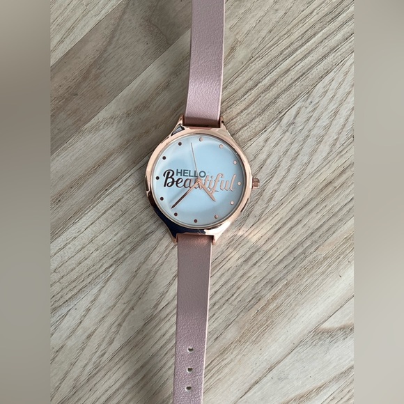 Hello Beautiful Ladies Watch Rose Gold Tone Case, Hands, Markers, White Dial - Picture 4 of 11